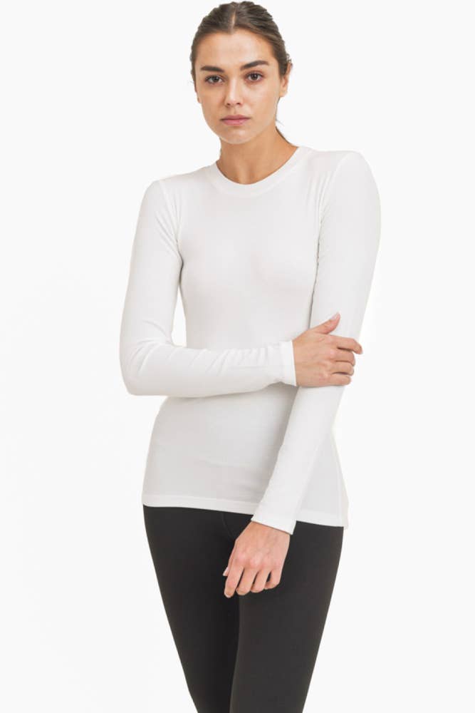 Essential Long-Sleeved Micro-Ribbed Athleisure Top