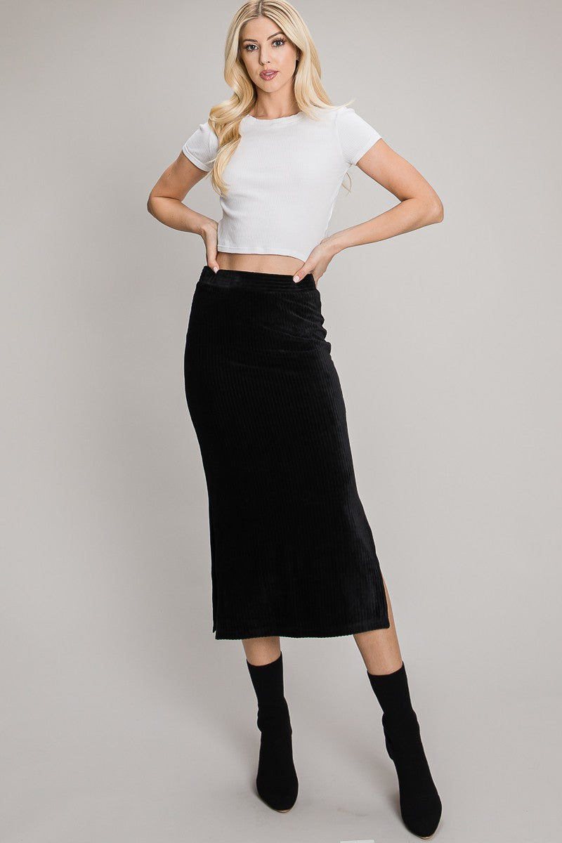 Elle & Co. Ribbed Velvet Skirt