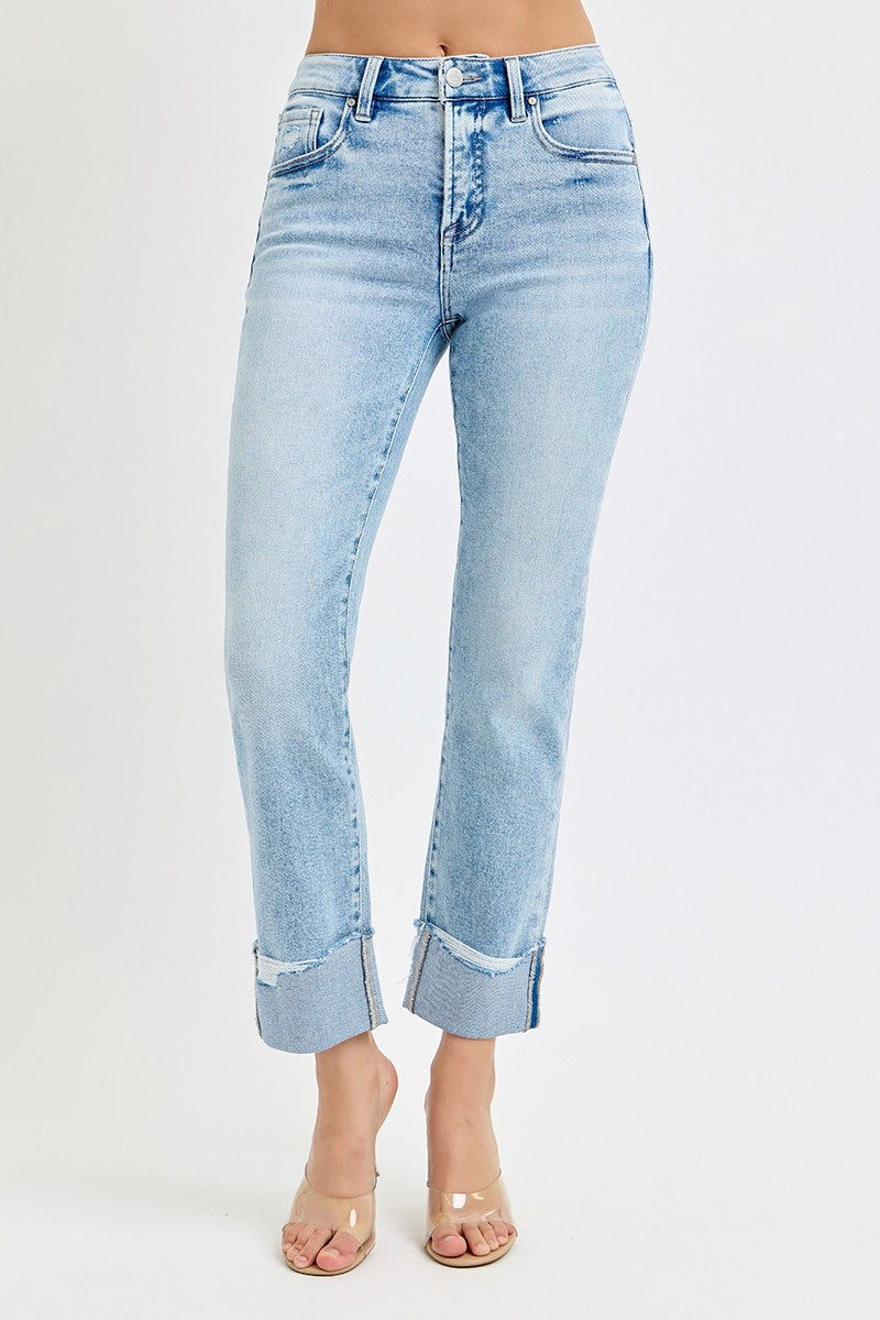 Risen High-Rise Cuffed Denim