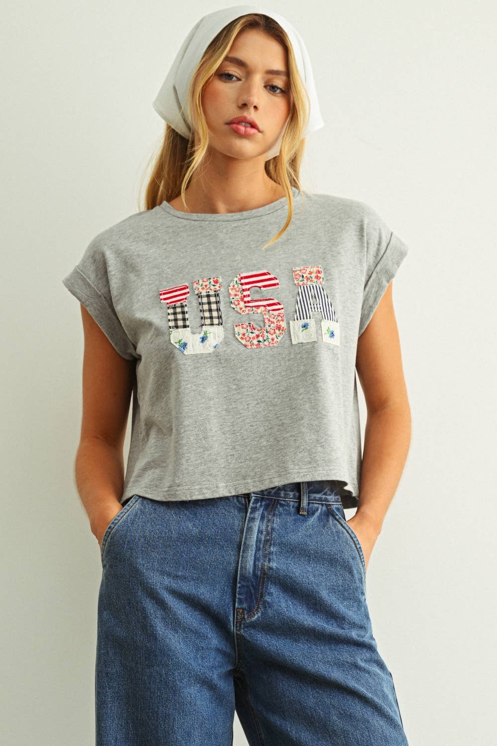 USA Floral Patchwork Tee