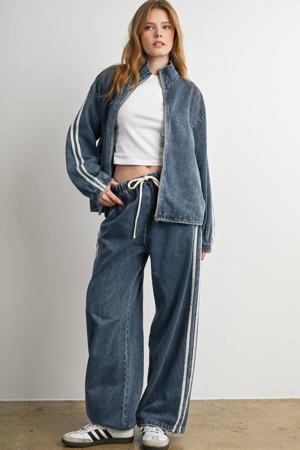 Side Stripe Wide Leg Denim