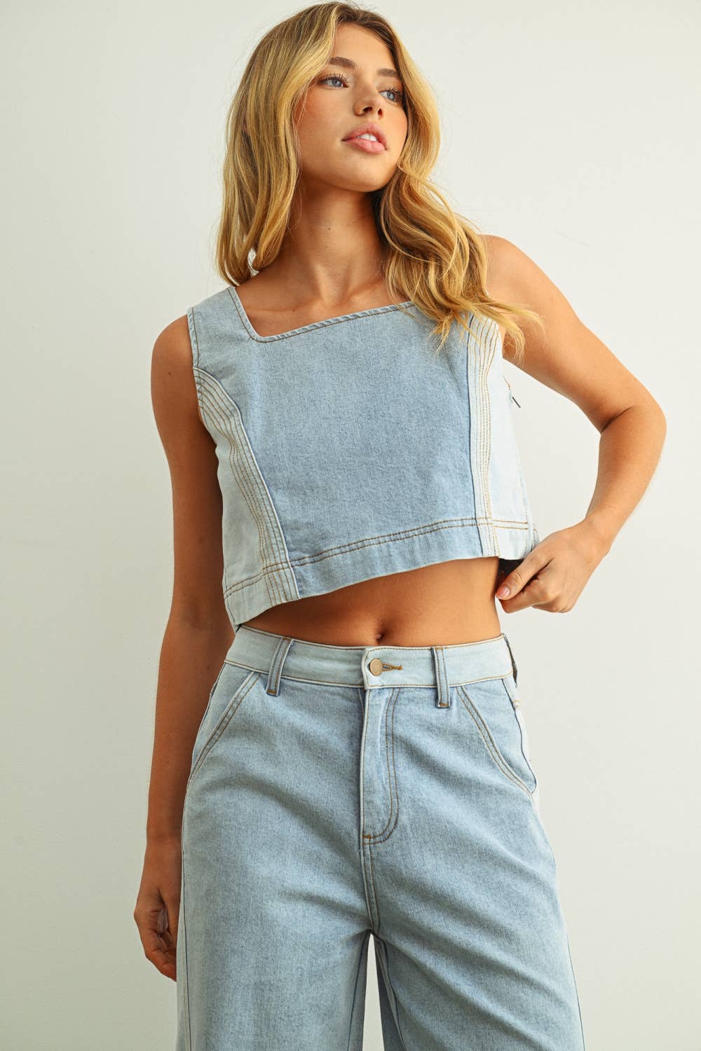 Denim Color Block Tank