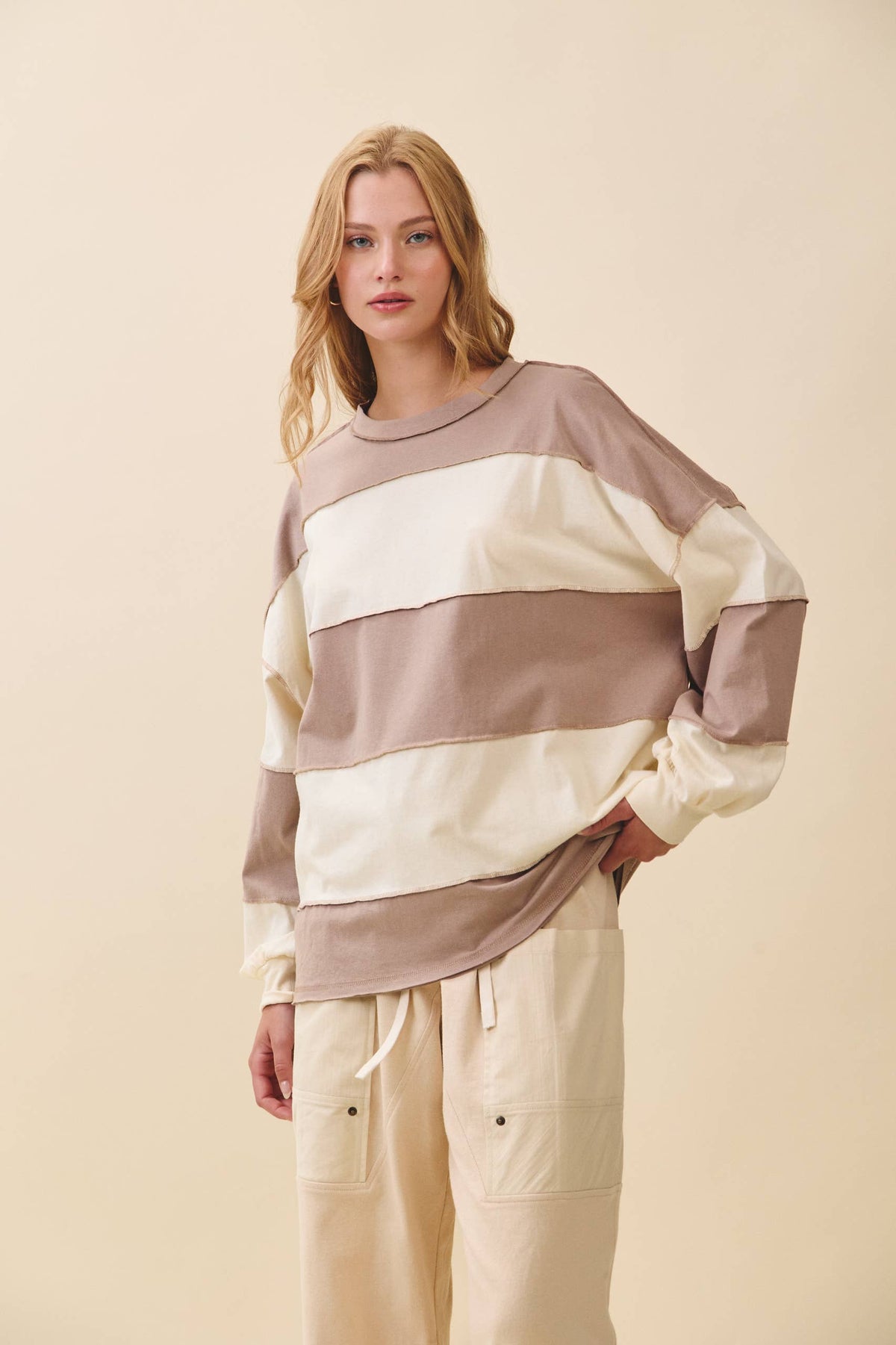 Oversized Color Block Long Sleeve